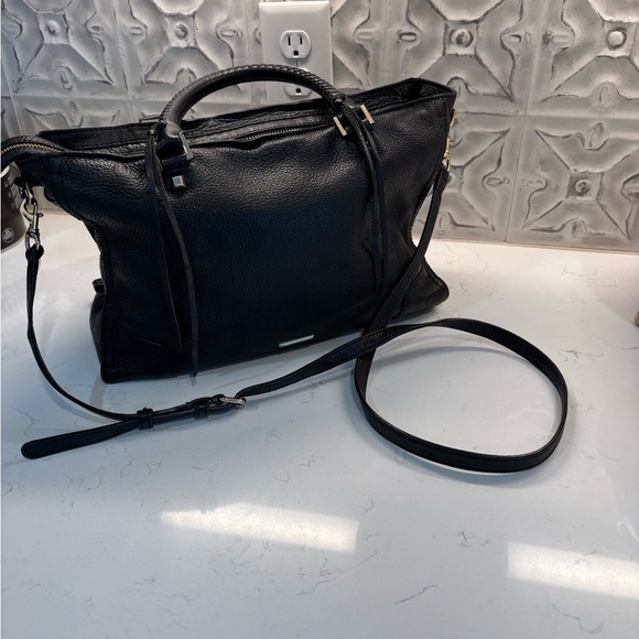 Rebecca Minkoff Sleek Black Leather Shoulder Bag with Strap - Picture 10 of 10